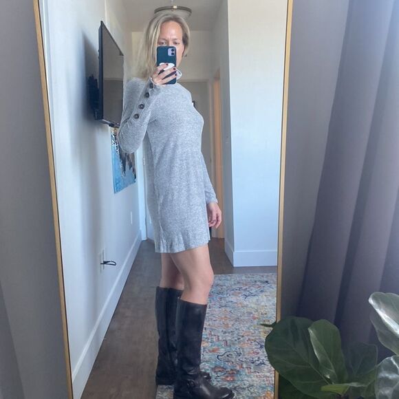 Neely Turtleneck Ribbed Sweater Dress Heather Gray Size Small - Picture 11 of 12